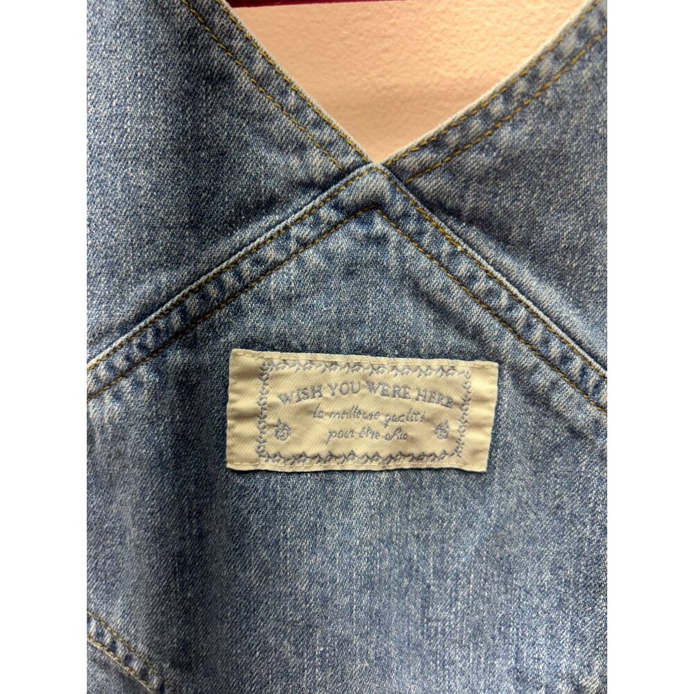VTG Disney Denim Pooh Jumper Dress Sz L Embroidered Tigger Light Wash Cottage - Picture 6 of 12